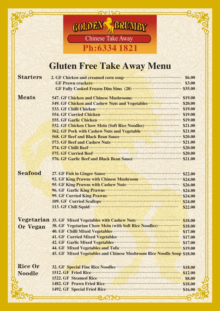 Gluten-Free Menu